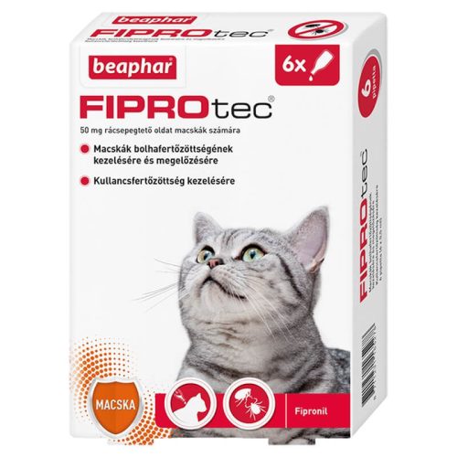 Beaphar Fiprotec Cat Bolha/Kullancsirtó Spot on Macskáknak 6x0,5ml