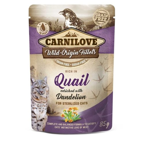 Carnilove Cat tasakos Quail with Dandelion for sterilized  - Fürj pitypanggal ivart. 85g