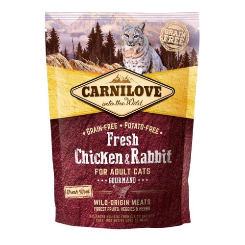 Carnilove Fresh Adult Cat Chicken & Rabbit Gourmand-  Csirke és Nyúl Hússal 400g