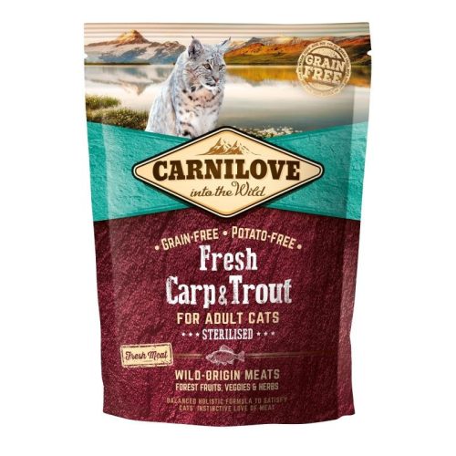 Carnilove Fresh Adult Cat Carp&Trout Sterilised - Ponty és Pisztráng Hússal 400g