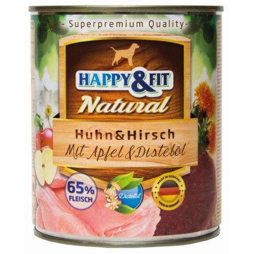 Happy-Fit-Natural-Huhn-Hirsch-mit-Apfel-Distelol-800g