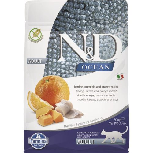 N&D Ocean Cat Hering, sütőtök, narancs Adult 300g