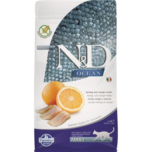 N&D Cat Ocean hering&narancs adult 1,5kg