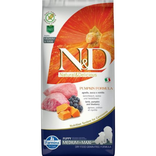 N&D Dog Grain Free bárány&áfonya sütőtökkel puppy medium/maxi 12kg