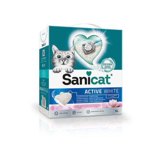 Sanicat macskaalom Active White Lotus Flower ultra csomósodó fehér bentonit  6l